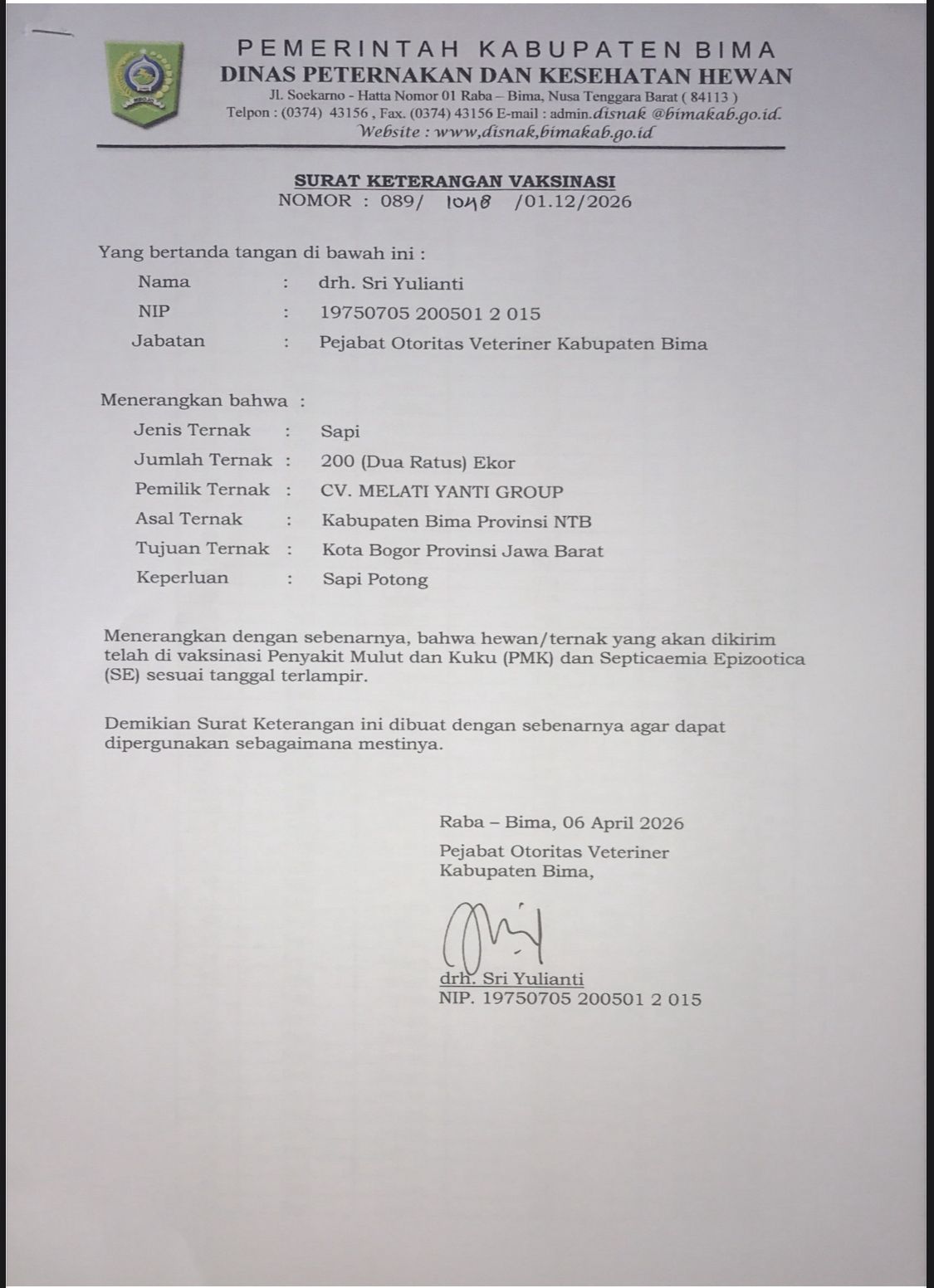 Surat Keterangan Vaksinasi